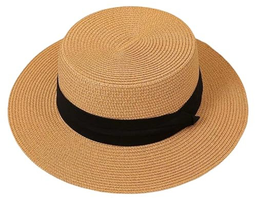 Sombrero de Paja de Borde Ancho para Mujeres, Sombrero de Paja de Borde Ancho Grande, Sombrero de Verano para Mujeres, Sombrero de Sol, Adecuado para Viajes, Vacaciones, Jardines de Bodas y Playas