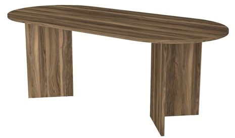 Vente-unique-Esstisch 8 Personen - Holzfarben dunkel - TOPANIA