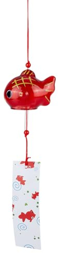 WEBEEDY Japanische Windspiele Goldfisch Glas Windglocken Handgefertigte Rote Goldfisch Windspiele Zur Innen Und Außendekoration Glücksbringer Zum Aufhängen Fürs Auto Garten 40cm