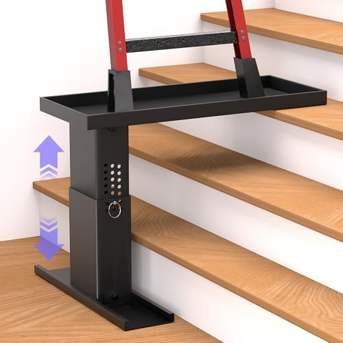 CHICAURA Ladder Leveler for Stairs, 12.6-19.6 Adjustable, 750lb Capacity | 2mm Alloy Steel, Anti-Slip Rubber Base, Fits 23.5W Ladders & Most Types, Ladder Stabilizer for Stairs, No-Drill, Portable