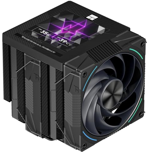 TR-Thermalright Phantom Spirit 120 Vision EVO CPU Cooler, Double Towers with 7 Heat Pipes-3.95in IPS Display Screen, Dual 120mm PWM Fans, for AM5/AM4, Intel lga1851/1700/1150/1151/1200