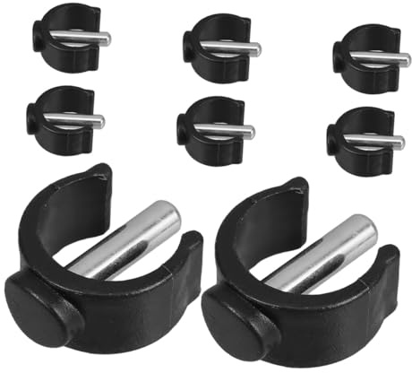 HYTROVE 8pcs Toilet Seat Riser Tube Pin Lock Clips Replacement for Rails Assembly Black C-Shaped Clamp with Pin for Toilet Stools Shower Chairs Bathroom Benches