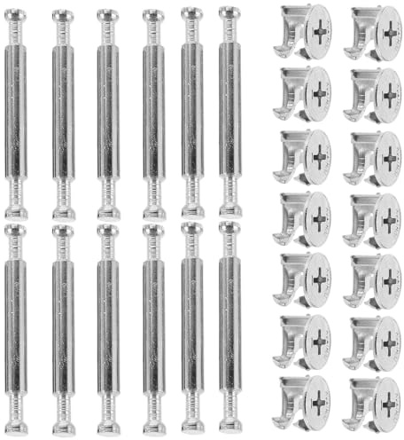 Homoyoyo Möbelschrauben Verbinder 10 Satz, Eisen, Silber, 3-in-1 | Doppelkopf Verbindungsbolzen, Verstellbare Verbindung, Vielseitiges Design für Möbelbefestigungen