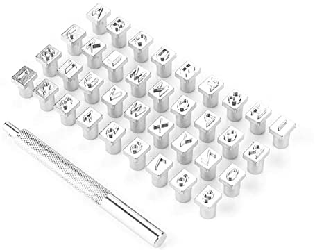 Ehwisbe 1 Schachtel mit 36 Stempelsets für Buchstaben und Zahlen, Metallstanzwerkzeuge für Metall- und Holzstanzstempel 6MM