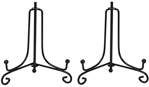 Tincogo (2 piezas) Hierro Pantalla Soporte Negro Hierro Caballete para libros de cocina, fotos, platos decorativos ,Bowl ,placas, tablets,5 pulgadas
