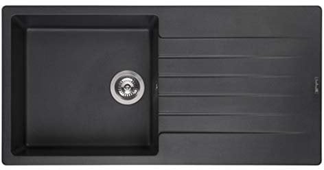 Reginox Harlem10 Kitchen Sink Single Bowl Black Granite Reversible Drainer Waste