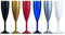 Coloured Plastic Polycarbonate Champagne Glasses, 12 Pack, 187ml/18.7cl/6.6oz, Reuse 1000's of times | 2 x Red, 2 x Blue, 2 x Gold, 2 x Silver, 2 x White, 2 x Black