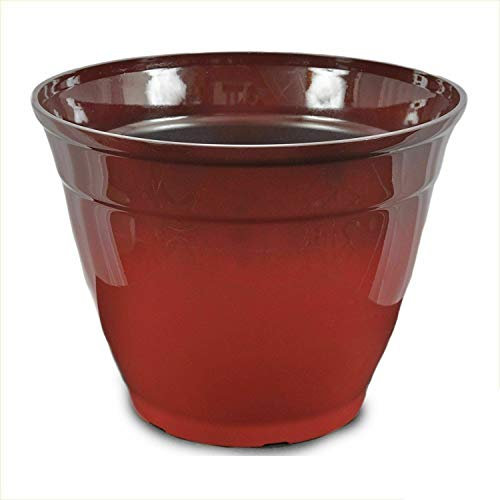 Srendi 22 Litre 15Inch Plant Pot Tall Round Plastic Planter Outdoor Indoor Home Garden Flower Tree (Ombre Bordeaux)