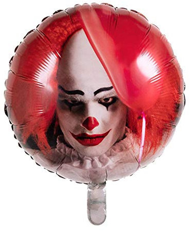 Boland 72357 - Folienballon Horror-Clown, Größe 45 cm, zweiseitig bedruckter Ballon, Gruselmotiv, Horror, Luftballon, Helium, Geschenk, Dekoration, Geburtstag, Halloween