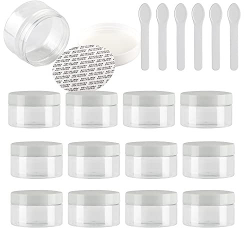 TIANZD 24 Pièces Vides Petit 100 ml Transparent Cosmétique Pot en Plastique avec Couvercle bianco 100 g Pots de Cosmétique Crème de Bouteille Contenant avec 6x Spatules