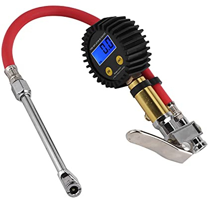 Digitales Reifenfüllgerät mit LCD-Display,Reifenfüller Luftleitung Reifenpumpe mit Digitalem Druckmesser-Tester Universal für Auto Motorrad 3‑200PSI Reifendruckmesser-Inflator