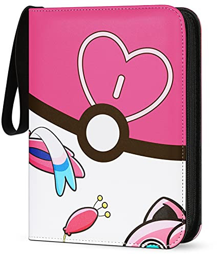 Card Binder 440 Pockets, 4-Pocket Card Holder Album with 55 Sleeves Pink