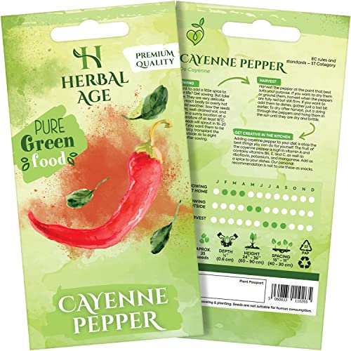 HERBAL AGE Grow Your Own Kits, Cayenne Pepper Vegetable Seeds for Planting UK, 40 Plants Heirloom Seed Box, Plant Seeds Indoor & Outdoor UK, Garden Gifts for Women, Man, Salad and Vegs Lovers