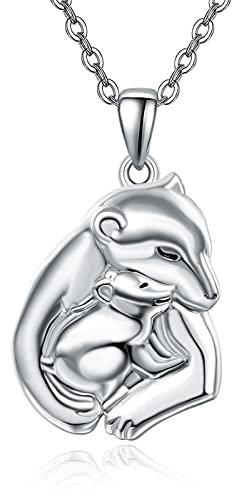 KINGWHYTE Bär Halskette Sterling Silber Mutter Tochter Halskette Muttertag Schmuck Geschenke für Mama Großmutter Tochter