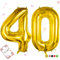 Smlpuame 102cm Folienballon Zahlen Luftballon 0-9 Geburtstag Golden Große 40 Ballons für Geburtstagsfeier Feierdekorationen, Heliumfolien Zahlenballons für Hochzeitstag