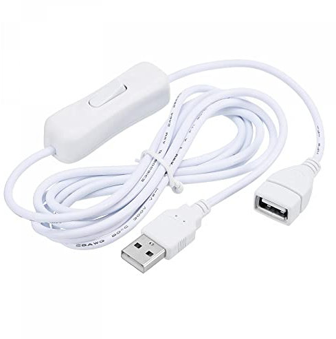 sourcing map USB-Verlängerungskabel mit Ein-/Ausschalter, 2 Meter USB-Stecker auf Buchse, Verlängerungskabel für Schreibtischlampe, Ventilator, LED-Lichtleiste, weiß