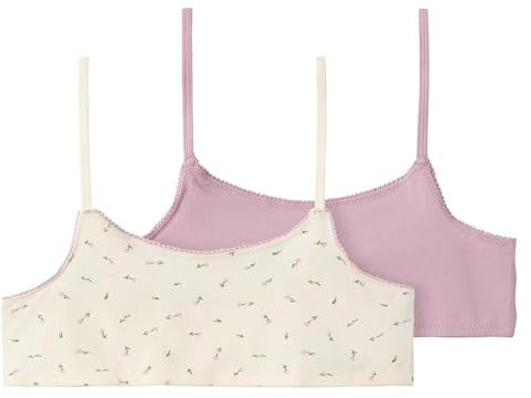 NAME IT Mädchen NKFSHORT Strap TOP 2P FLORAL NOOS BH, Buttercream, 146/152