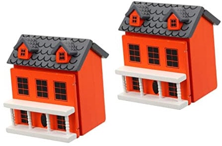 Toyvian 2stücke Miniaturhaus Holz Villa Dekoration Puppenhaus Modell Für Garten Balkon Tisch Geschenkidee Zur Weihnachtszeit Realistische Miniatur Mit Feiner Verarbeitung