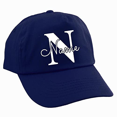 Elefantasie Personalisierte Cap für Kinder Baseball Kappe mit Name oder Wunschwort Bedruckt für Jungen und Mädchen Buchstabe Marine