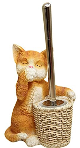 Cusstally Toilet Brush Resin Animal Toilet Brush with Holder Set,Creative Toilet Bowl Cleaner Brush for Bathroom Storage and Organization Toilet Accessories Bathroom Accessories (Color : Cat)