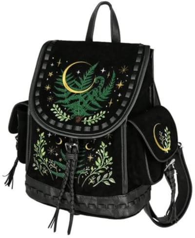Restyle Herbal Rucksack Hexe Sterne Mond Farn Blatt Fee Gothic Cottagecore