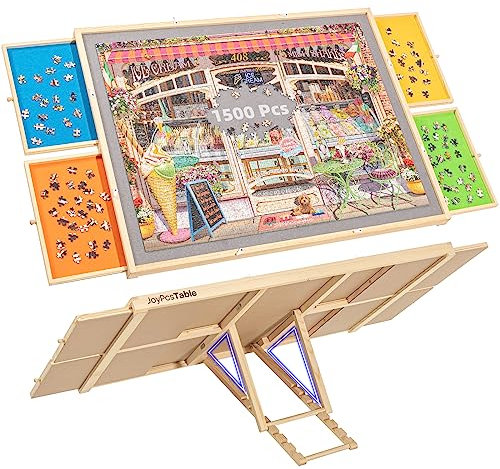 Puzzletisch mit Ständer und Schubladen