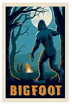FISH DRAGATE Bigfoot Man Cave Collection Vintage Poster Leinwand Poster Schlafzimmer Dekor Sport Landschaft Büro Raum Dekor Geschenk Rahmen Stil 30 x 45 cm