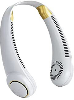 EBSBAG Ventilador de Cuello portátil, Ventilador Personal portátil Que Funciona con batería, Recargable, diseño de Auriculares, Ventilador sin Cuchilla Alimentado por USB, Verde, 5000 mAh