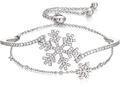 EVER FAITH Zirkonia Schneeflocke Armband geschichtetes Snowflake Gliederarmband Geschenke für Weihnachten Schmuck Damen Mädchen