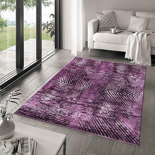 Tappeti a pelo corto, colore viola, disegno d'epoca, 112061, tappeto corridoio, Tappeto soggiorno, 80 x 250 cm