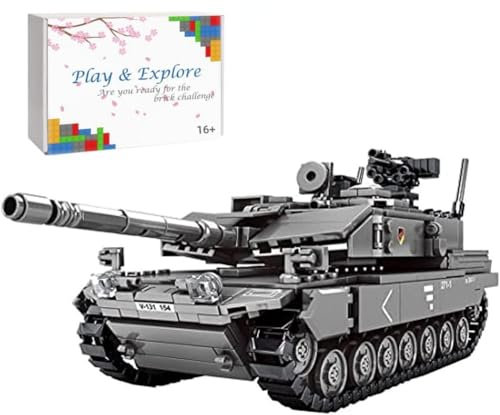 Technik Panzer Bausteine Bausatz, 898 Klemmbausteine Leopard 2A7 Panzer Technik Militär Panzer Modell, MOC Main Battle Tank Konstruktionspielzeug Kompatibel mit Lego Technic