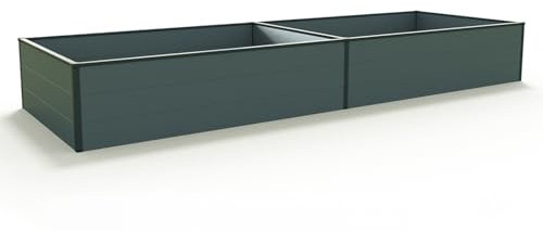 GFP HALFSIZE Aluminium Hochbeet - Platzsparendes & Stabiles Gartenbeet in Anthrazit - 297 x 99 x 39 cm - Ideales halbhohes Modell für Familien-Gartenspaß