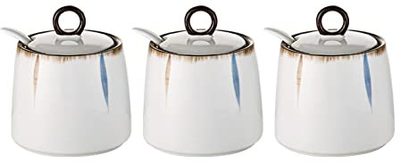 Azucarero de Ceramica,recipientes para Especias, Azucarero con Tapa y Cuchara, Botes de azúcar de café de cerámica, Tarro de Especias for Recipiente de azúcar, Bote de condimento for salero-1 (Color