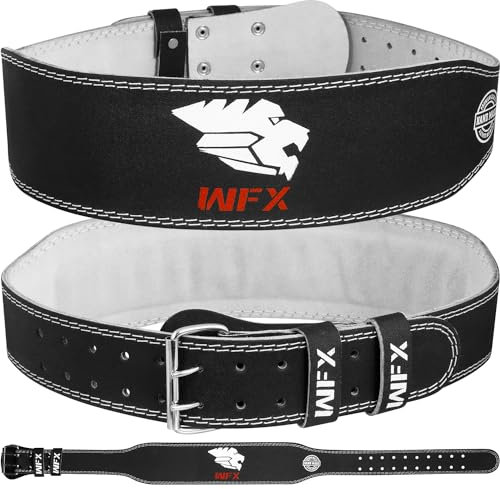 WFX Ceinture d'haltérophilie en Cuir pour Gym, Musculation, Fitness, très résistante, 10 Trous réglables, Soutien Lombaire rembourré de 10,2 cm, Musculation, haltérophilie, Powerlifting,