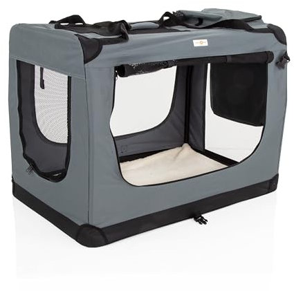 Fabric Dog Crate in Grey, XL Size 90cm, Cat Pet Carrier by Cozy Pet Folding Transport Travel Cage Ideal for Dogs, Puppies, Cats, Rabbits, etc. FDC-XL-GR