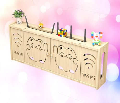 Caja Router Pared Cajas para WiFi Soporte Pared Router Caja Madera para Tapar Router Cajas de Enchufes Pared Superficie,B-71x28cm