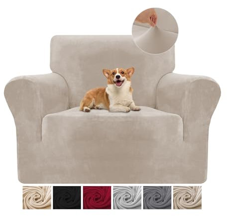 Sofa überzug 1 Sitzer (70-110cm) Stretch, Super Elastisch Sofabezug Mit Armlehnen,Kratzfester rutschfest Sofa Cover für Hunde Katzen und Haustiere, Weich und Bequem