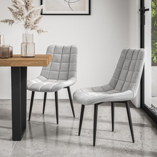 More4Homes SET OF 4 NOVA MODERN VELVET DINING CHAIR PADDED SEAT METAL LEGS KITCHEN (Grey)