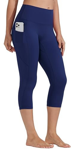 WILLIT Damen Yoga Capri Leggings mit Taschen High Waisted Übung Capris Hosen für Casual Sommer Workout Navy M