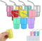 Needbrock 10 Pcs Mini Tumblers Shot Glasses with Lids and Straws, 2oz Sublimation Shot Glass Tumblers Set Stainless Steel Double Wall Vacuum Insulated Shot Glasses Cups for Cocktail Whiskey