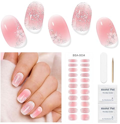 Nagelfolie UV Härtend- Semi Cured gel Nails-uv Nagelfolie- 22 Stück gel Strips Nägel UV, Langlebig Maniko Nails Geschenke für Mädchen