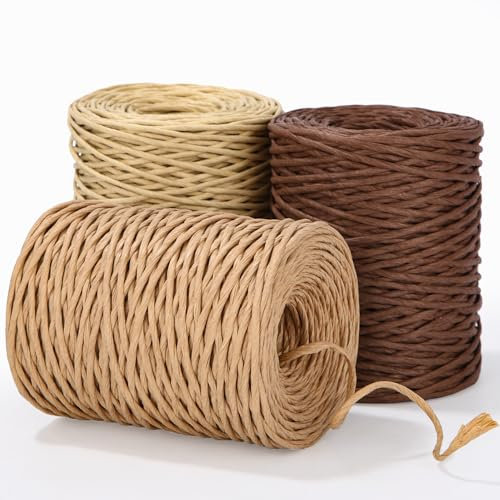 3 sztuki 100 m Filo di Carta, Filo di Ferro Carta, Filo di Ferro Naturale, Cavo di Carta per Confezioni Regalo, Cavo di Carta da 3 x 100m, L'imballaggio Floreali per Bouquet di Nozze