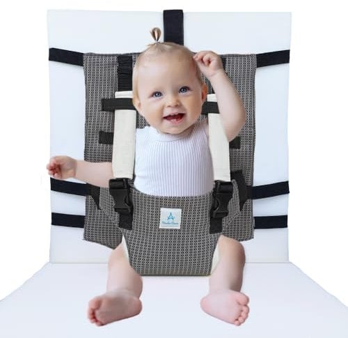 Wonder Space Sicherheitssitzgurt für Babys, Extra Atmungsaktiver & Weicher Polyester für Empfindliche Babyhaut, Universell Passend für Reise & Zuhause Essen, Tragbares Babynahrung Produkt (Grau)