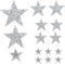 12 Stück Stern aufnäher zum aufbügeln Silber Glänzende Strass Patches zum Aufnähen Stickerei Patches für Hüte Kleidung Jacken Hosen Dekoration Reparatur