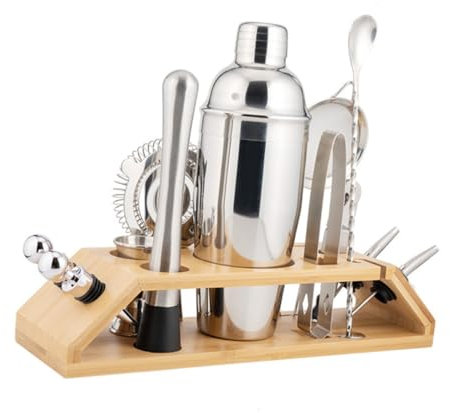 1 Satz 13Tlg Shaker Bar-Kit Getränkeherstellung Pub-Tools Mixology-Barkeeper-Set Cocktailbar-Löffel bartender set barzubehör Bar-Cocktail-Tools bar zubehör Rostfreier Stahl Silver Alipis