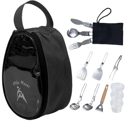 Ensemble d'ustensiles de camping - 11 pièces - Bols et fourchettes - Ustensiles de cuisine - Sac de rangement pliable pour accessoires de camping potables