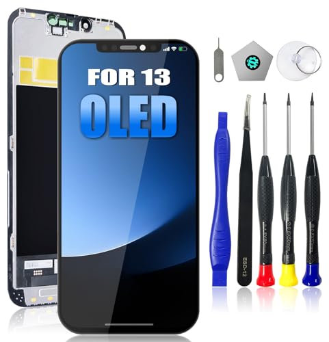 Dinow für iPhone 13 Display OLED 6,1 für iPhone 13 Display Reparaturset, für iPhone 13 Bildschirm mit Reparatur Tool Kits, Bildschirm Protoctor (A2482 / A2631 / A2634 / A2635 / A2633)