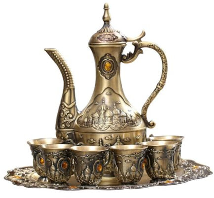 Cabilock 1 Satz Weinglas Set mit Weinkrug und Tablett Dekorative Weinservier Set für Partys Robustes Design für Teeliebhaber und Weinfreunde