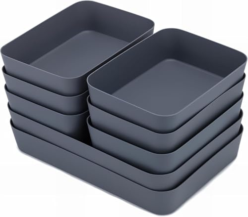 CHICHI:OÜ Schubladen Organizer 8 Stücke - Kunststoff Küchen Organizer Schublade, Büro Schminktisch mit 2 Größen, Aufbewahrung Organisation für Make up Badezimmer Küche Büro Kunststoff Schminktisch