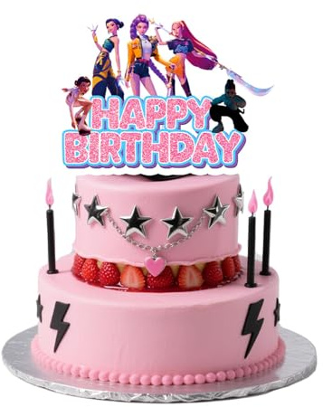 Cute Anime Cake Decorations, Cartoon Happy Birthday Cake Topper, Party Cake Decorations Supplies for Girls